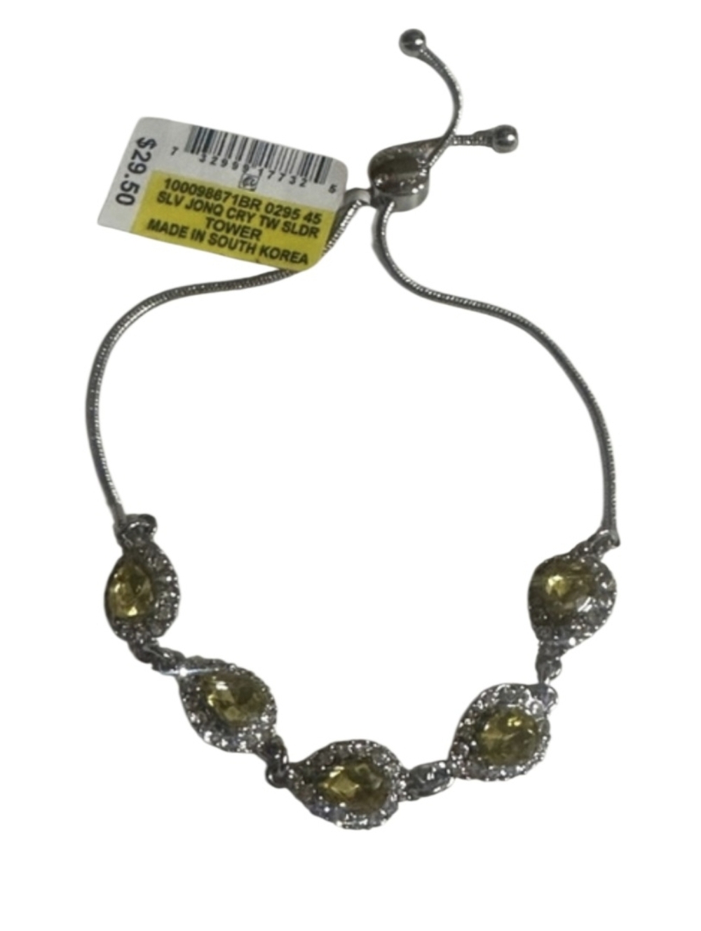 Charter Club Silver Tone Jonquil Crystal & Stone Slider Bracelet